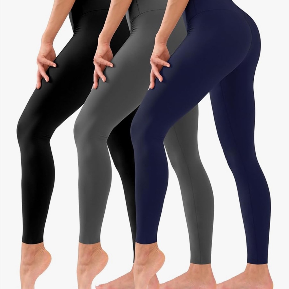 Gray and Navy High-Waisted Leggings